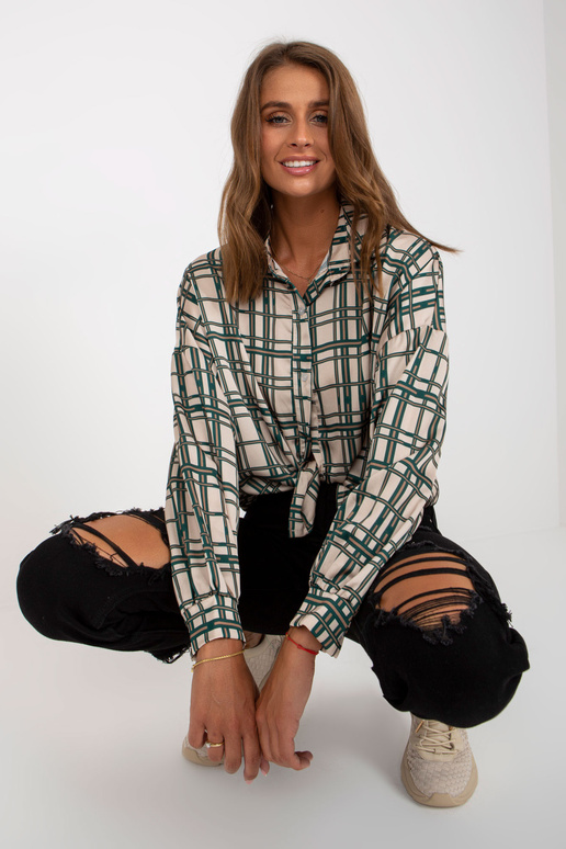 Béžová kostkovaná košile s imitací...