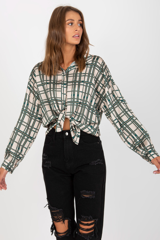 Béžová kostkovaná košile s imitací...