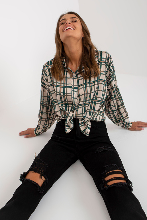 Béžová kostkovaná košile s imitací...