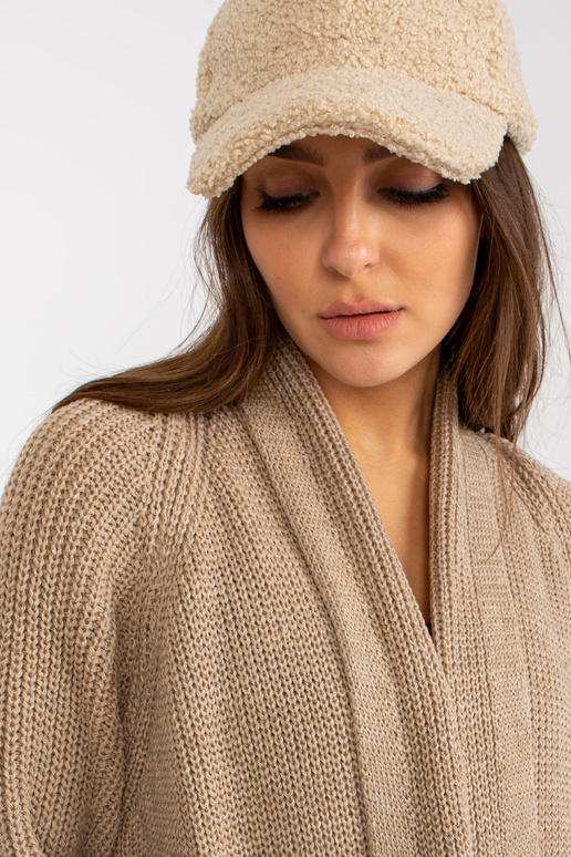 Béžový dlouhý kardigan s vlnou OCH BELLA Béžový dlouhý kardigan s vlnou OCH BELLA