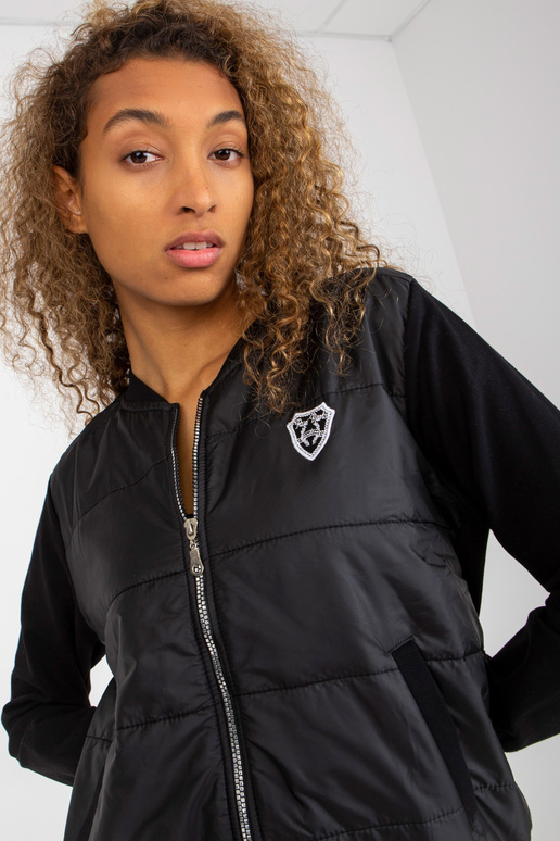 Černý prošívaný bomber s kapsami RUE...