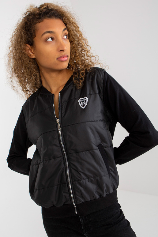 Černý prošívaný bomber s kapsami RUE...