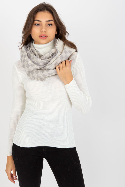 Ecru-šedý dámský kostkovaný komín