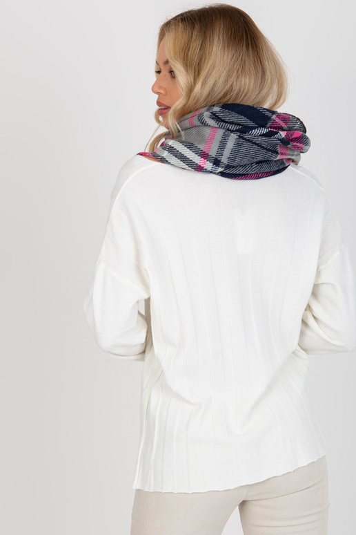 Šedorůžový dámský kostkovaný zimní komín