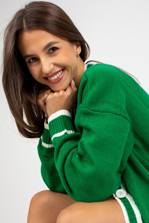 Zelený dlouhý kardigan s knoflíky RUE...