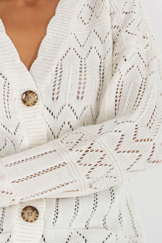 Ecru prolamovaný letní svetr s...