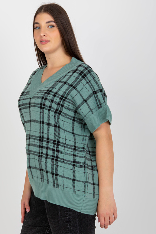 Mint Knit Plus Size V-neck Vesta