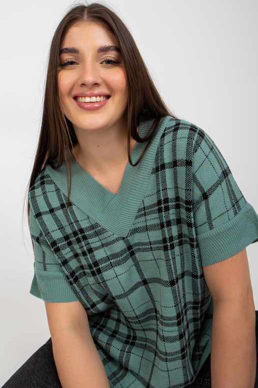 Mint Knit Plus Size V-neck Vesta