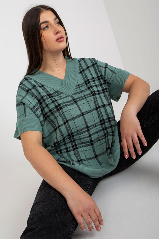Mint Knit Plus Size V-neck Vesta