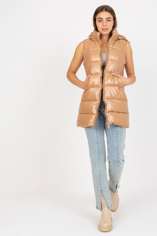 Velbloudí lakovaná péřová vesta s...