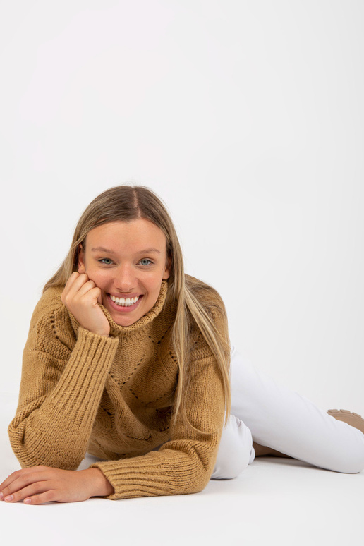 Velbloudí volný svetr s rolákem s...