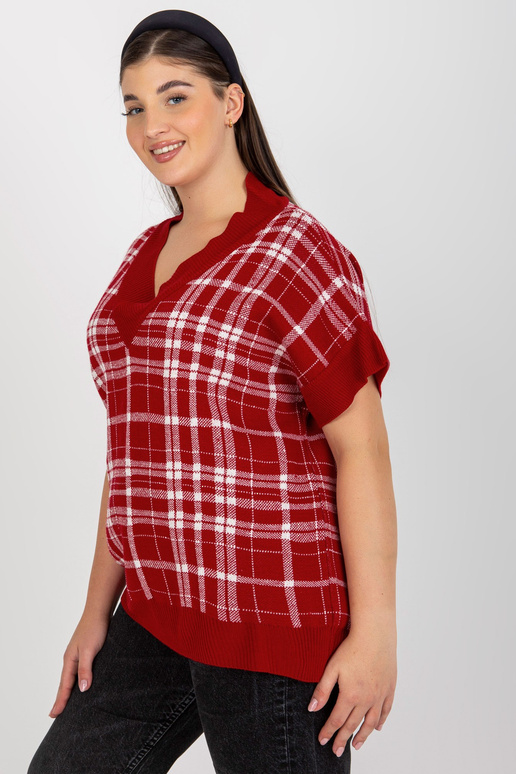 Červená pletená vesta s výstřihem do V Červená pletená vesta s výstřihem do V