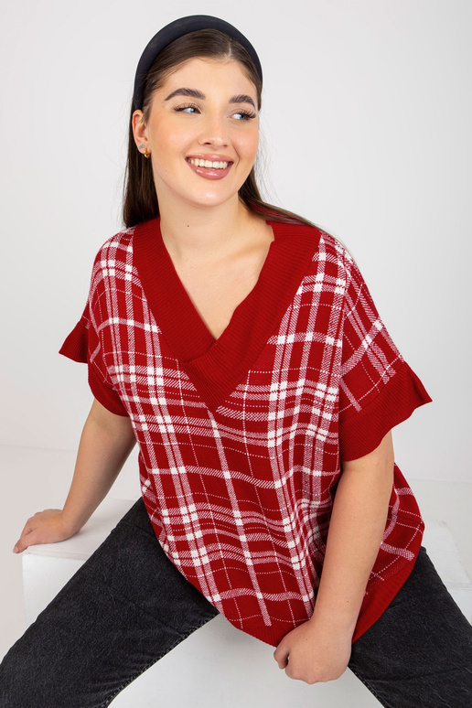 Červená pletená vesta s výstřihem do V Červená pletená vesta s výstřihem do V