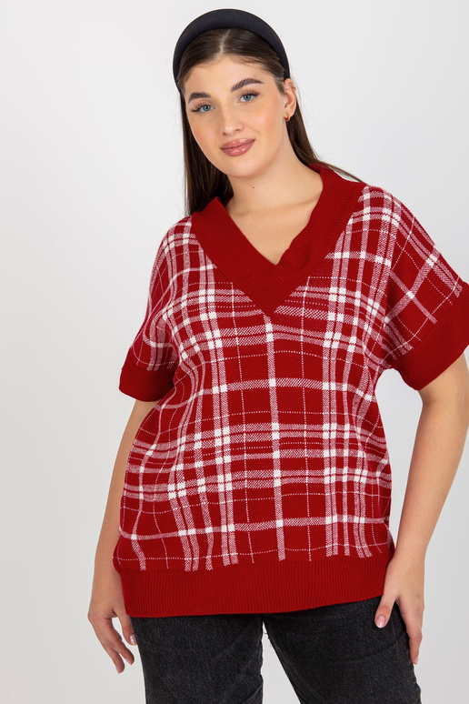 Červená pletená vesta s výstřihem do V Červená pletená vesta s výstřihem do V