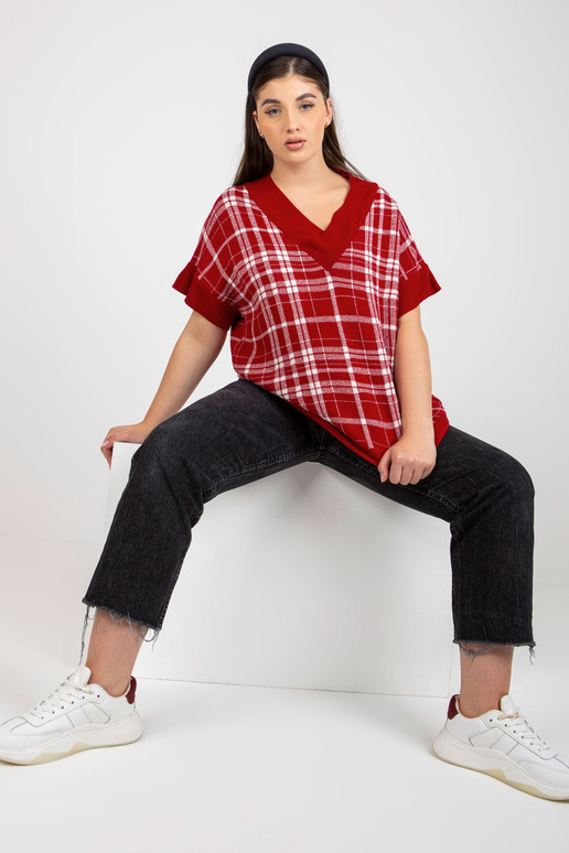 Červená pletená vesta s výstřihem do V Červená pletená vesta s výstřihem do V