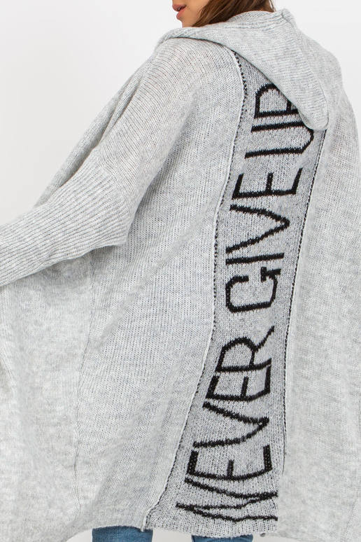 Šedý pletený kardigan s nápisem na...