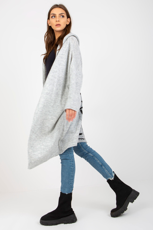 Šedý pletený kardigan s nápisem na...