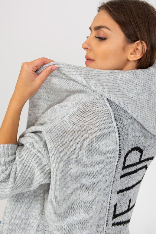Šedý pletený kardigan s nápisem na...