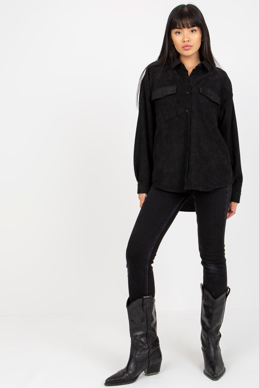 Černá košile s knoflíky z manšestru