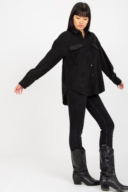 Černá košile s knoflíky z manšestru