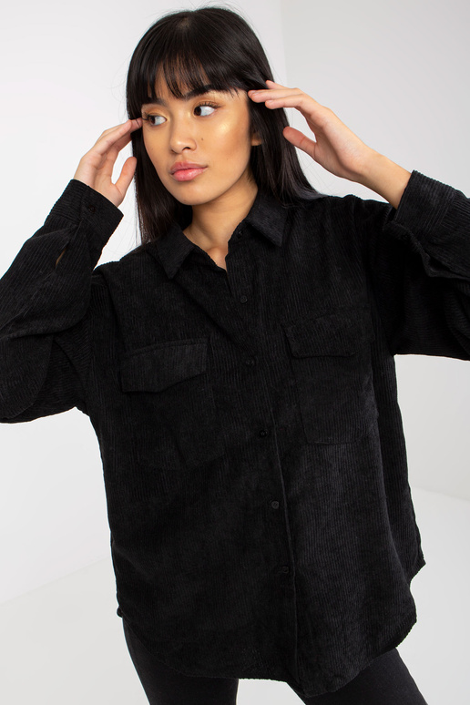 Černá košile s knoflíky z manšestru