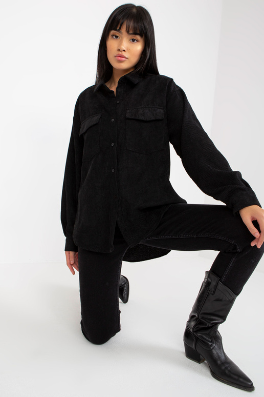 Černá košile s knoflíky z manšestru