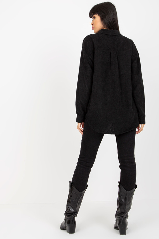 Černá košile s knoflíky z manšestru