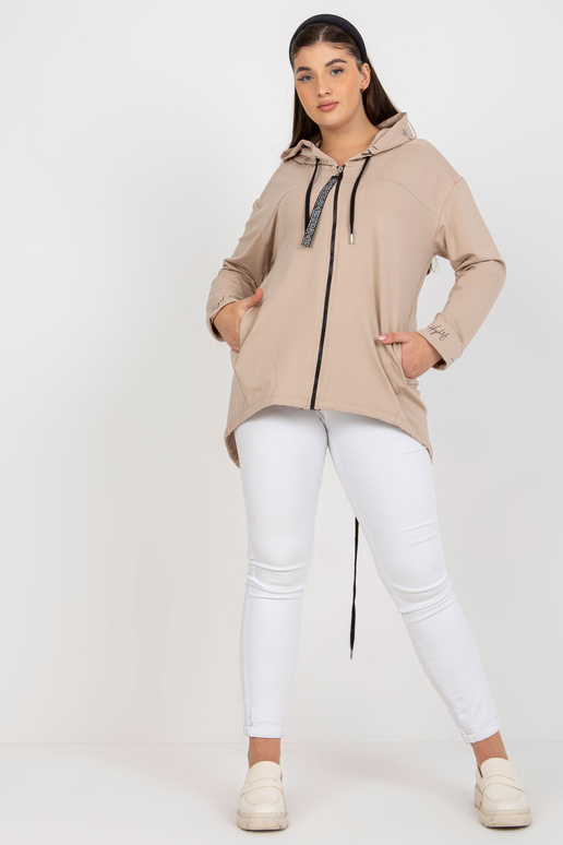 Světle béžová mikina s kapucí na zip...