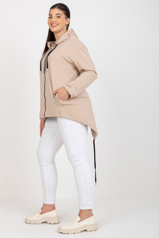 Světle béžová mikina s kapucí na zip...