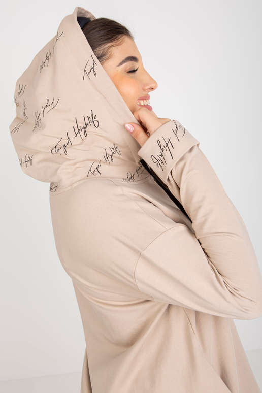 Světle béžová mikina s kapucí na zip...