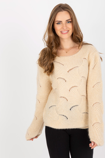 Béžový prolamovaný svetr...