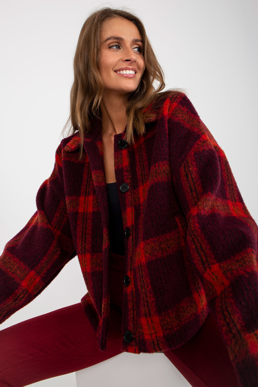 Vínová kostkovaná košile s kapsami