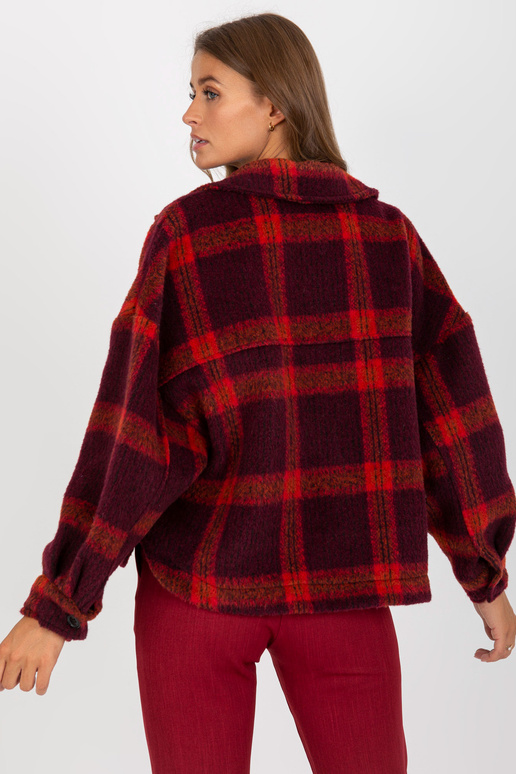 Vínová kostkovaná košile s kapsami