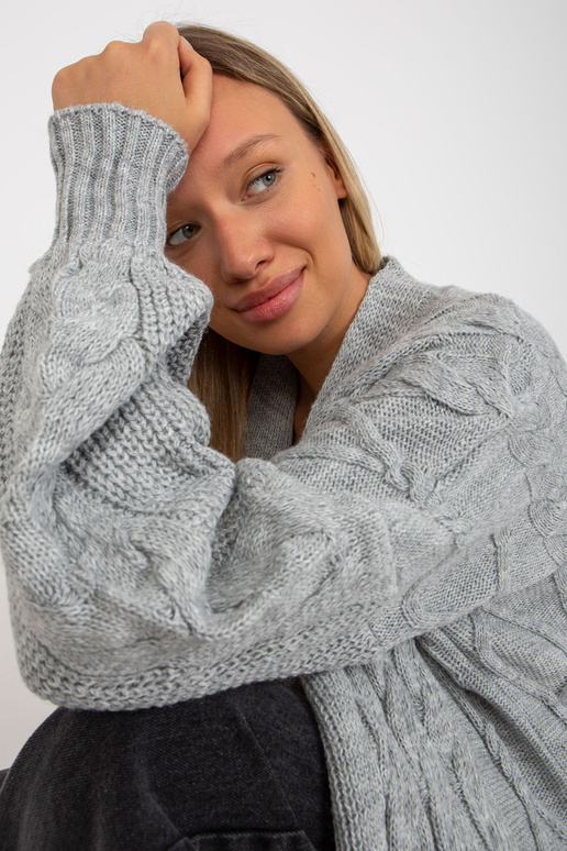 Šedý maxi kardigan s kapsami RUE PARIS