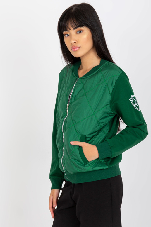 Tmavě zelená prošívaná bomber mikina...