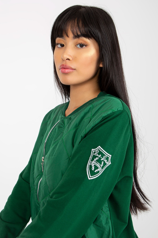 Tmavě zelená prošívaná bomber mikina...