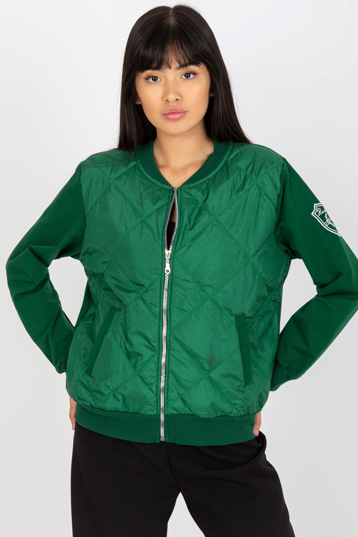 Tmavě zelená prošívaná bomber mikina...