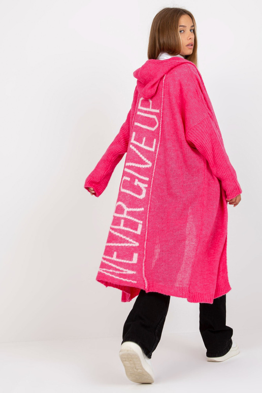 Růžový volný cardigan s kapucí OCH BELLA