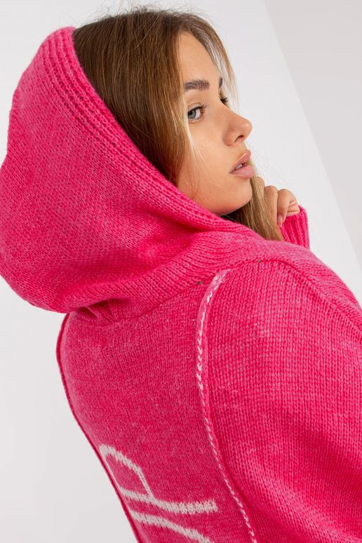 Růžový volný cardigan s kapucí OCH BELLA