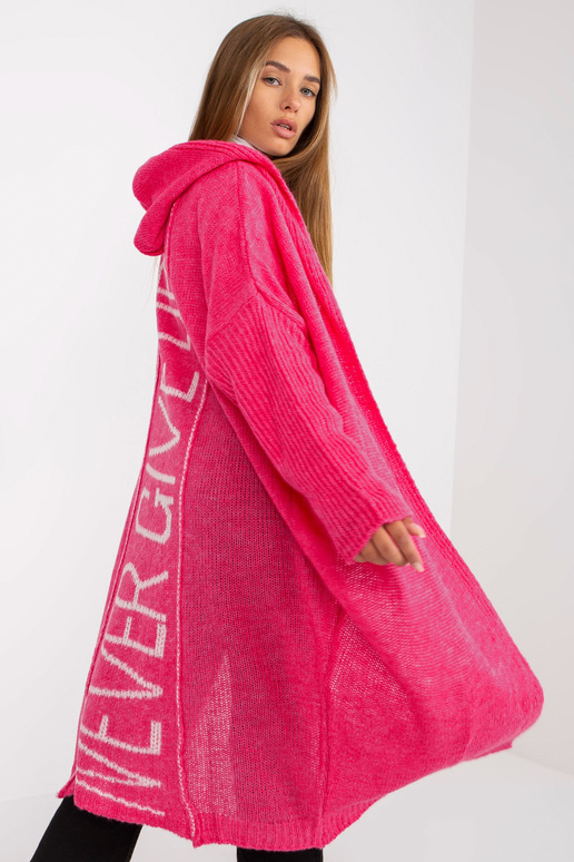 Růžový volný cardigan s kapucí OCH BELLA