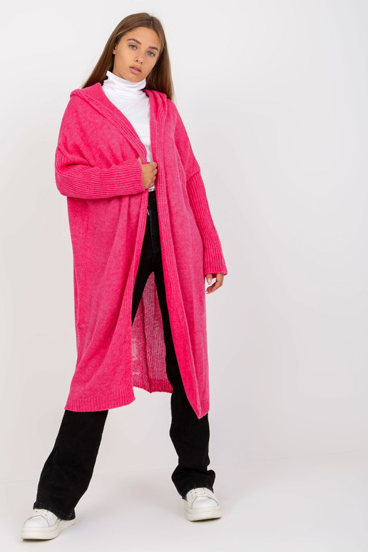 Růžový volný cardigan s kapucí OCH BELLA