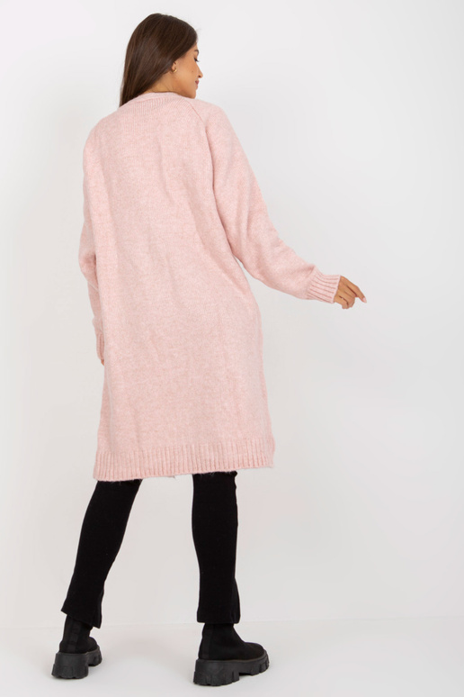 Světle růžový volný kardigan bez...