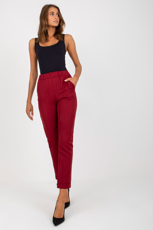 Vínové elegantní látkové kalhoty