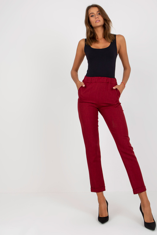 Vínové elegantní látkové kalhoty