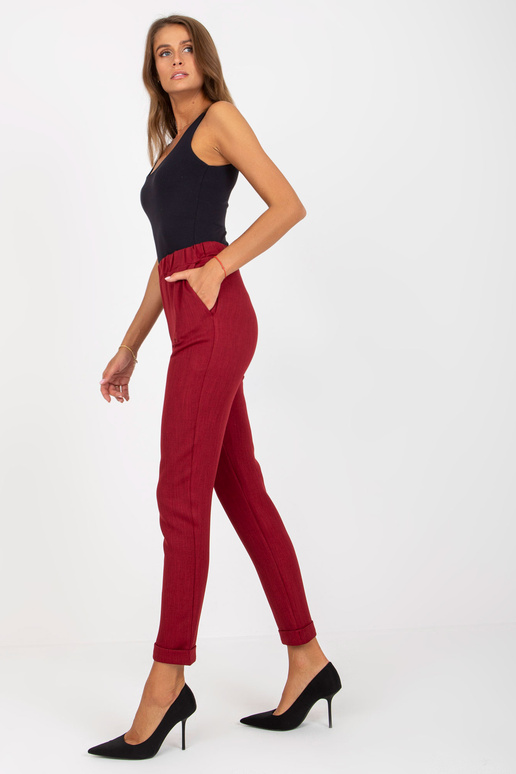 Vínové elegantní látkové kalhoty