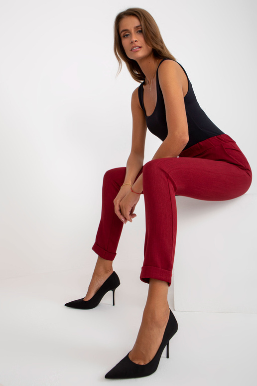 Vínové elegantní látkové kalhoty