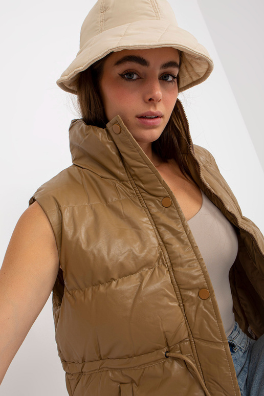 Velbloudí vesta z eko kůže s lemy