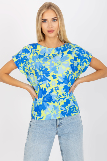 Modrožlutá volná halenka s...