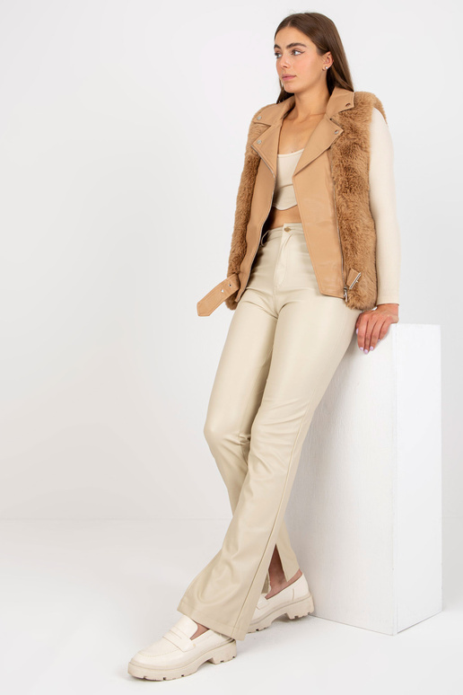 Camel béžová dámská eko kožená vesta...