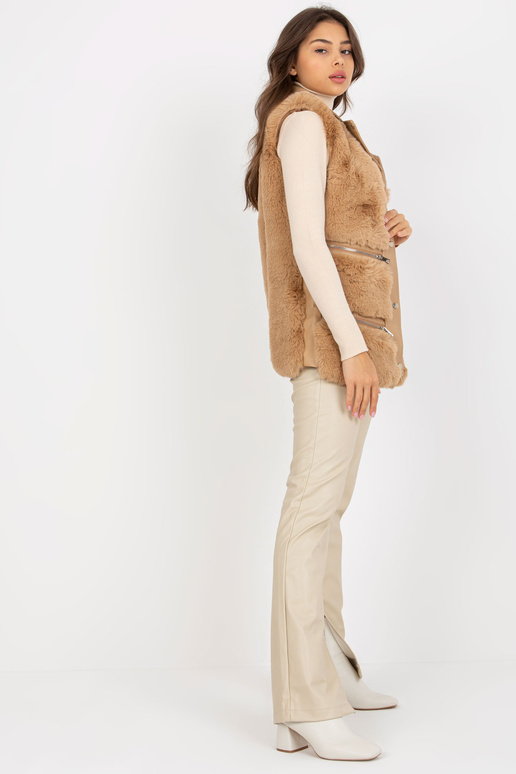 Béžová dámská eko kožená vesta s... Béžová dámská eko kožená vesta s...